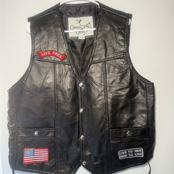 Black and Yellow Motorcycle Vest with Eagle Emblem - Picture 3 of 11